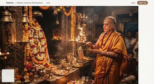 Hindu pandit performing a Rudrabhishek puja at a temple sanctum