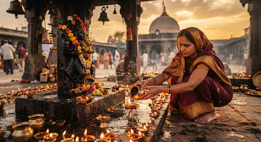 Shani Shingnapur temple shrine used for Shani Shanti puja offerings