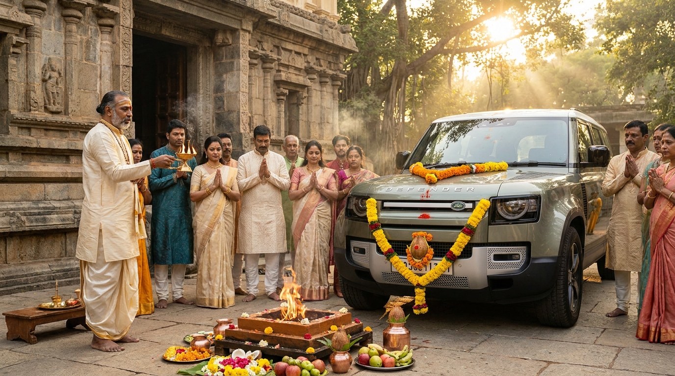 Auspicious Vedic Vahana Puja Samskara with Acharya and Family